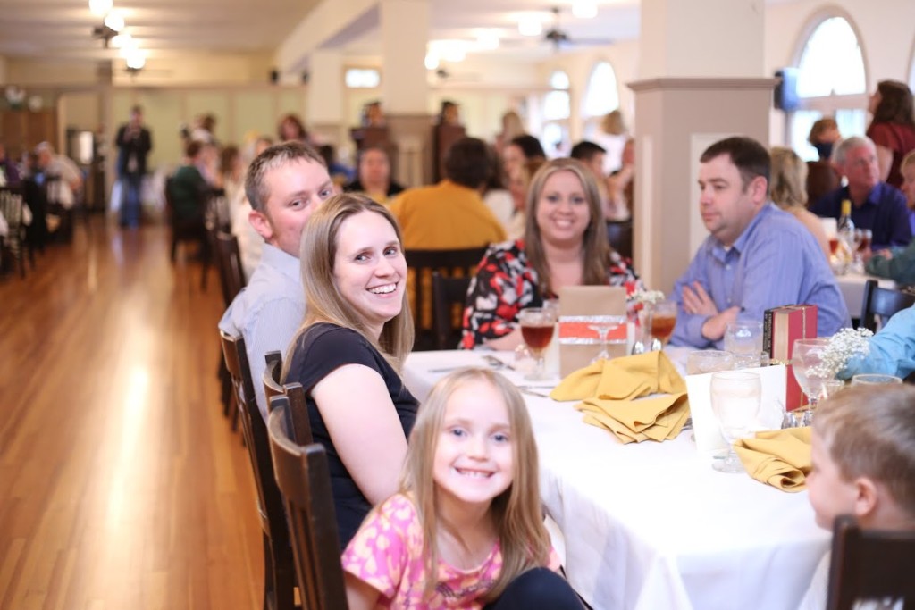 Smiling in the dining room